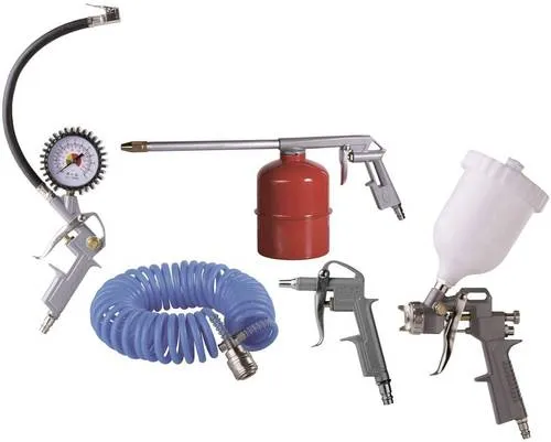Aerotec Druckluftset 25822210, 5-teilig - Vielseitiges Druckluftset für Kompressoren ab 2 Liter, inkl. Reifenfüllmessgerät und Sprühpistole für Rostentfernung. Ideal für Heimwerker und Profis.