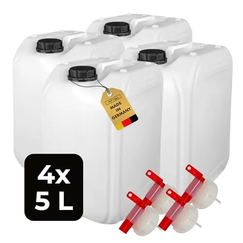 ABACUS 5L Chemiekanister mit Auslaufhahn - Lebensmittelechter, säurefester 5L Kanister aus BPA-freiem HDPE, ideal für Labor und Haushalt. Praktischer Auslaufhahn für kontrolliertes Ausgießen und sichere Füllstandsanzeige.