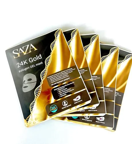SAZA 24K GOLD COLLAGEN GEL MASK, For ALL SKIN TYPES; WITH Snail, PEP-Rx, Collagen Peptides, Vit C; Paraben Free, NO Mineral Oils, Triethanolamines and Artificial Colors; Alcohol Free