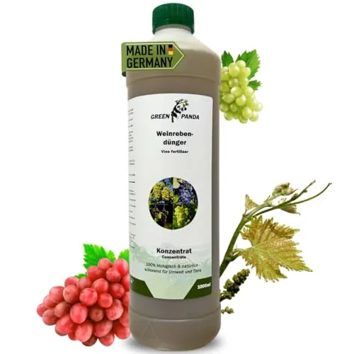 GreenPanda Weinreben Dünger flüssig - 1000ml Bio Trauben Flüssigdünger - Wein-Spritzmittel für Weinreben auch zum gießen für mehr Ertrag & intensiveren Geschmack (1 Liter)