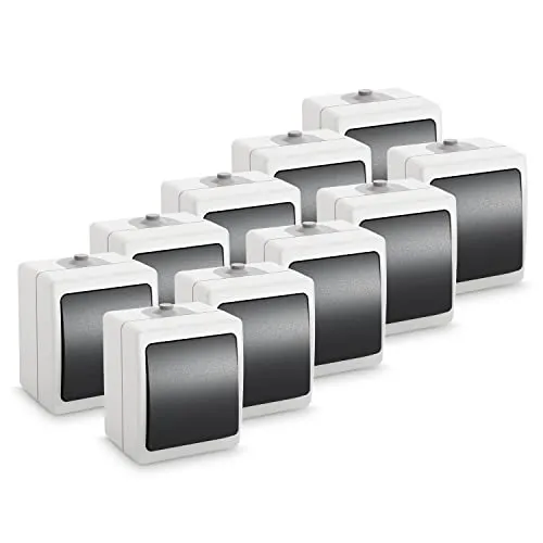 greate 10x Feuchtraum Wechselschalter Aufputz in grau von greate