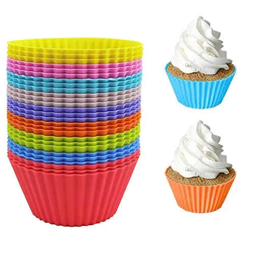 Cupcake-Formen,27 Pcs Wiederverwendbare Silikon Backformen Silikon Backbecher Umweltschonend Cupcakeförmchen Geeignet für Küchenparty Hochzeit-9 Farben