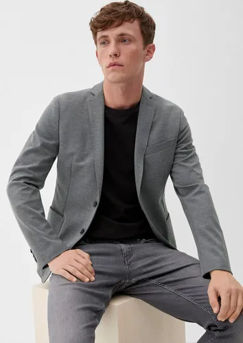 s.Oliver BLACK LABEL Herren Blazer 10.3.20.15.153.2119563 - Eleganter Blazer mit schmaler Passform, hochwertigem Jersey und Reverskragen, perfekt für stilbewusste Männer.