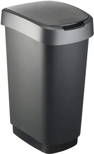 Rotho Mülleimer Twist 1754508850, silber, 50 Liter von Rotho