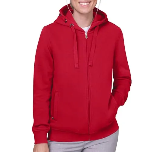 HRM Women ́s Premium Hooded Jacket - Rote Funktionsjacke für Damen in M - Die HRM Women ́s Premium Hooded Jacket vereint Komfort und Stil. Aus hochwertiger Baumwolle und recyceltem Polyester, mit praktischen Taschen und langlebigem Design.