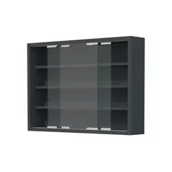 VCM Glasvitrine Agisa M - Hängend mit 3 Fachböden - Glasvitrine zur Wandmontage, ideal zur sicheren Präsentation von Schmuckstücken, aus gehärtetem Sicherheitsglas und MDF mit Holzstruktur in anthrazit.