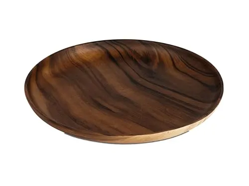 formano Keramik Deko-Teller, Rund, Holzoptik Braun, 30 cm Durchmesser, Dekorative Schale für Geschenke und Dekoration