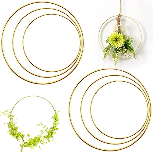 Metallringe Drahtring Zum Basteln Gold Makramee Ring Metall Ringe 20cm/25cm/30cm Metalldraht Dekoringe Floral Hoops für Wickeltechnik Traumfänger Floristik Hochzeitskranz (6 Stück )