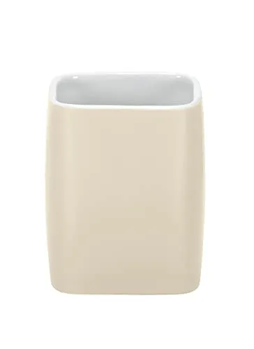 Kleine Wolke 5066202852 Cubic Zahnputzbecher, Steinzeug, Natur, 7.4 x 7.4 x 9.1 cm