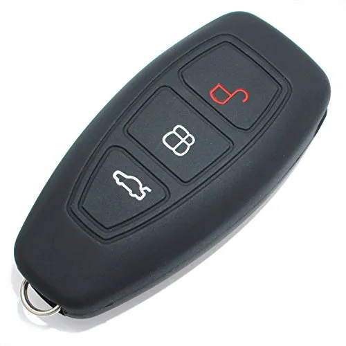 Schlüssel Hülle FD für 3 Tasten Auto Schlüssel Silikon Cover (Schwarz)
