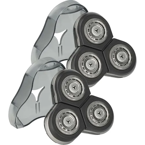 vhbw 2x Ersatz-Scherköpfe kompatibel mit Philips Arcitec (RQ10xx), RQ1250CC, RQ1250, RQ1251CC, RQ1252, RQ1251 Elektrorasierer, Schwarz