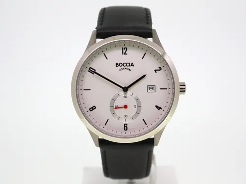 Boccia Herren Digital Quarz Uhr mit Leder Armband 3606-01