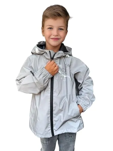 HECKBO Kinder Dinosaurier Regenjacke - 5 Jahre, wasserdicht & winddicht - Funktionsjacke für kleine Entdecker, sorgt mit reflektierendem Material für Sichtbarkeit und hält bei Regen trocken. Ideal für Abenteuer im Freien.