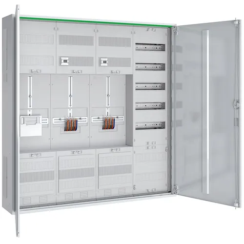 ABN ABNRS407Z0022 Zählerschrank 3Pkt, 2Z, 1R, 1V, 1APZ, sHS, IP44, SKII, 5-polig, BxHxT 1050x1100x210 mm, weiß