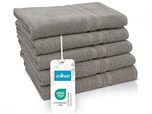 ZOLLNER Duschtücher Set (5-St), 70 x 140 cm, 100% Baumwolle in braun von Zollner
