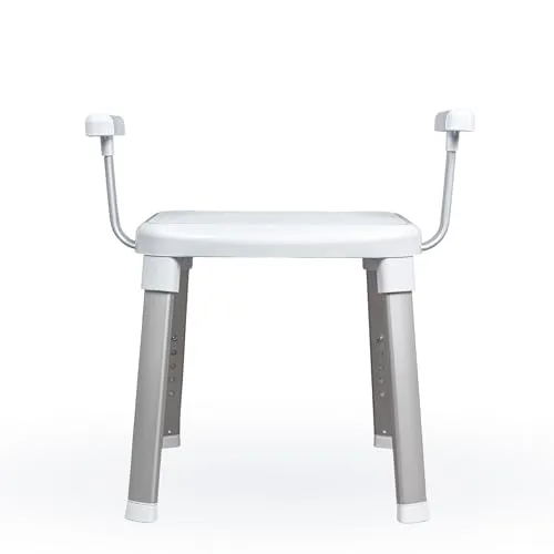 Weinberger Duschhocker Badstuhl mit Armlehnen | Höhenverstellbar | Anti-Rutsch | Belastbar bis 150 kg | Rücken waschen | Moderne Badezimmerhilfe für Senioren | Modell 43981 | Weiß