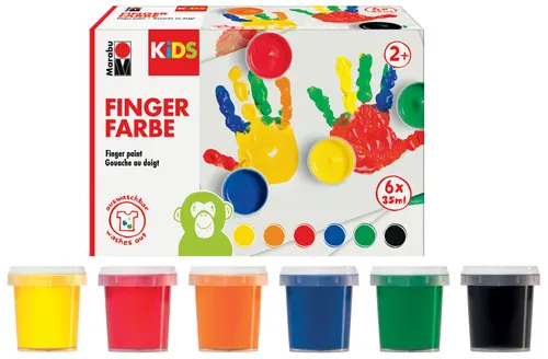 Marabu KIDS Fingerfarbe 35 ml 6er Set farbig sortiert
