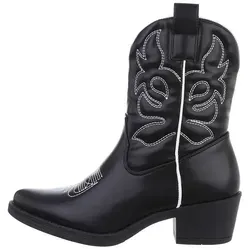 Ital-Design Damen Cowboyboots Western Westernstiefelette (83592477) Blockabsatz Western- & Bikerboots in Schwarz schwarz 39 EU