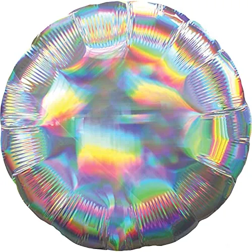 Amscan 3925801 - Standard Folienballon Holographic, silber, circa 43 cm, Geburtstag, Geschenk, Hochzeit, Dekoration, Heliumballon, Luftballon