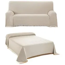Beautex Tagesdecke Beige 230x260 cm - Bettdecken aus 80% Baumwolle, ideal als Sofadecke oder Bettüberwurf, pflegeleicht bei 30°C Maschinenwäsche und passend für Bettgrößen bis 200x240 cm.