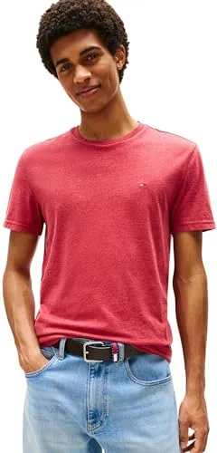 Tommy Jeans Herren T-Shirt Kurzarm Tee Rundhalsausschnitt, Rot (Sapphire Red Htr) XXL - T-Shirts für Herren, lässiges Design aus 60% regenerativer Baumwolle für optimalen Komfort und vielseitige Einsatzmöglichkeiten, ideal für Lounge-Looks und Streetwear.