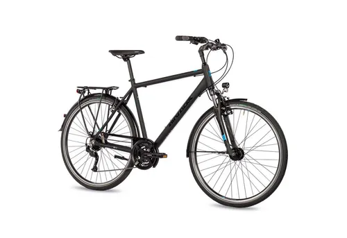 Airtracks Trekkingrad Herren Trekking Fahrrad 28 Zoll Trekkingrad TR.2825, 24 Gang SHIMANO ALIVIO RD-M3100 SGS Schaltwerk, Kettenschaltung, Schwarz Matt