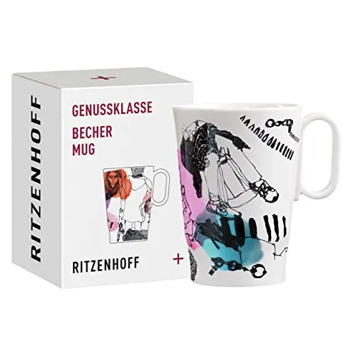RITZENHOFF 3731003 Kaffee-Tasse 330 ml - Serie Genussklasse Nr. 3 - Porzellan-Becher mit urbanem Chic - Designerstück