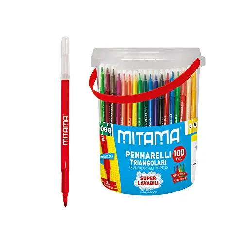 Mitama 100 Filzstifte Box, Kreatives Set mit brillanten Farben, Fasermaler, Filzschreiber, auswaschbar, eindrucksichere Spitze, Schulzubehör, Kindergarten, Kinder, Mädchen, Jungen, Geschenkidee