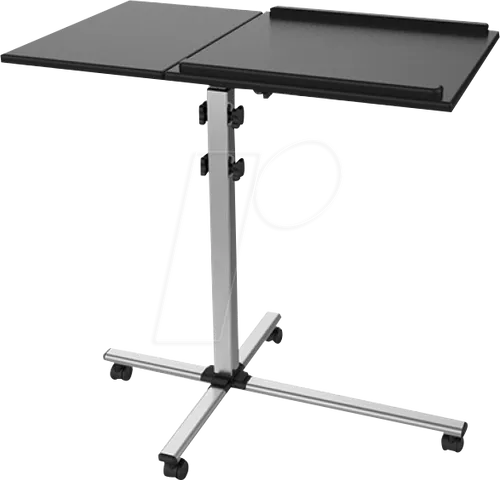 ICA-TB-TPM-2 - Höhenverstellbarer Wagen für Beamer und Notebooks - Laptop-Ständer mit großer Arbeitsfläche, höhenverstellbar und neigbar bis 35°, ideal für Kongresszentren und Besprechungsräume, sicheres Design mit erhöhten Kanten und fahrbar dank 4 Rollen.