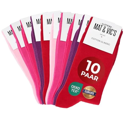 Mat & Vic's Socken – Made in Europe, Berry Colors, 39-42, 10 Paar