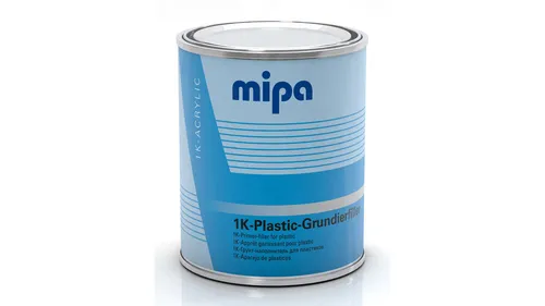 MIPA 1K-Plastikgrundierfiller hellgrau 1Ltr. - Hochwertiger Kunststoffprimer für alle gängigen Fahrzeugkunststoffe, schnelltrocknend und ohne Vorbehandlung auf PP anwendbar. Ideal für Bauen & Renovieren.