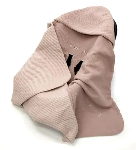 Einschlagdecke 100% Baumwolle 90x90cm für Babyschale und Kinderwagen (Rosa)