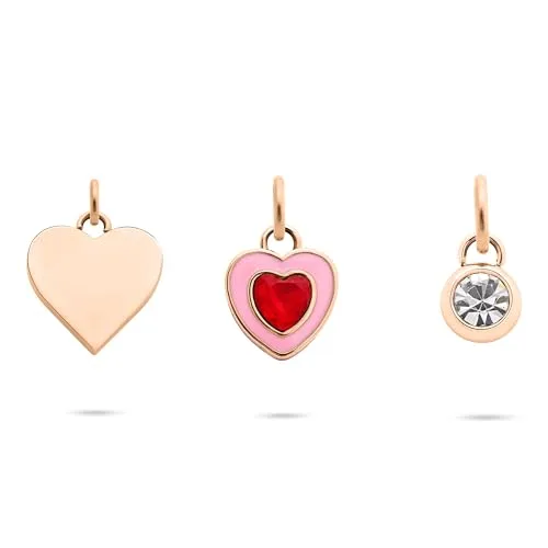 Tamaris Damen Charms Anhänger TJ-0691-P-03 - Edelstahl in IP Roségold - Bead Charms für Damen, eleganter Herzanhänger aus poliertem Edelstahl, verziert mit funkelnden Zirkoniasteinen, ideal als Geschenk in edlem Tamaris Stoffbeutel.