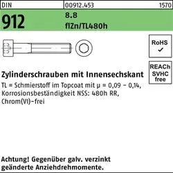 Reyher Zylinderschrauben DIN 912 8.8 M 12x20 flZn (100 Stück) - Hochwertige Zylinderschrauben aus Deutschland, ideal für vielseitige Anwendungen, mit einer Länge von 20 mm und robustem 8.8 Stahl.