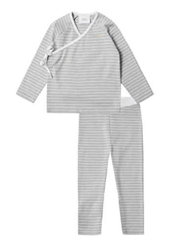 Stellou & friends Baby Schlafanzug, 2tlg Kinder Schlafanzug Langarm, 100% Baumwolle, Winter Pyjama Set, Zweiteiliger Nachtwäsche für Jungen & Mädchen, Oeko-TEX Zertifiziert, Grau, 74/80