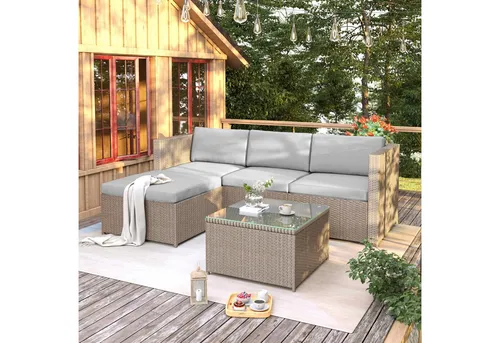 Flieks Gartenlounge-Set 2-tlg. – Polyrattan Gartenmöbel mit Kissen und Tisch - Stylisches 2-teiliges Gartenlounge-Set, ideal für entspannte Stunden im Freien. Mit robustem Polyrattan und komfortablen Kissen bietet es hohen Sitzkomfort und eine elegante Optik.
