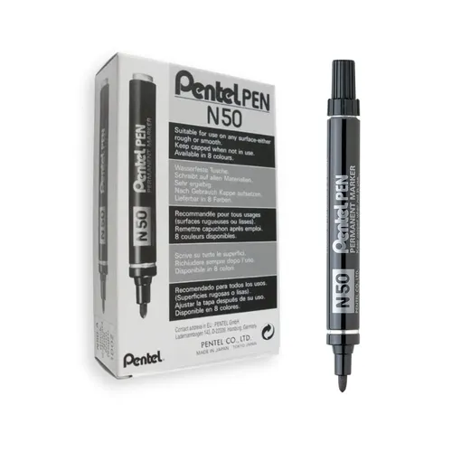 Pentel N50 Permanent Marker Bullet Tip 1.5-2mm Line Black Ref N50-A  Black Singl
