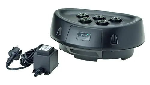 OASE 50214 Water Starlet - Schwimmendes Wasserspiel mit 5 Fontänendüsen - Wasserpumpen: Faszinierendes Wasserspiel mit LED-Beleuchtung, energieeffizient und ideal für Schwimmteiche, sorgt für beeindruckende Licht- und Wasserbilder.