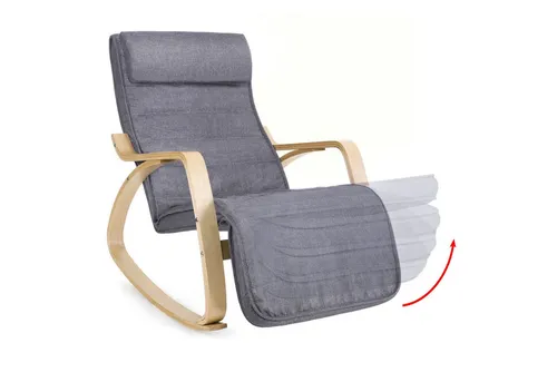 SONGMICS Schaukelstuhl mit Armlehnen aus Birkenholz