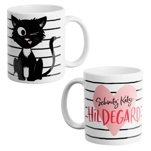 Ralf Schmitz Tasse Hildegard Katze Kaffeetasse Becher Kaffeebecher Keramik Weiß