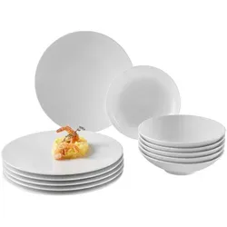 Seltmann Weiden Tafelservice Life, 12-teilig - Hochwertiges 12-teiliges Tafelservice aus Porzellan, ideal für elegante Anlässe und den täglichen Gebrauch. Schlichtes Design in Weiß, perfekt kombinierbar mit verschiedenen Tischdecken.