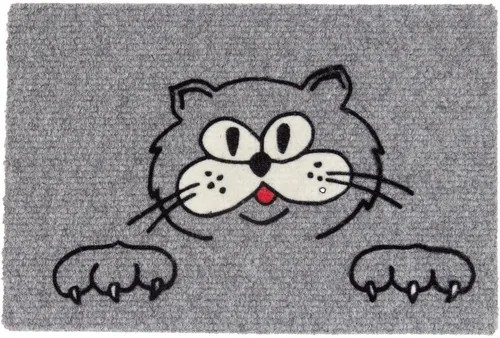 Betz Fußmatte Fußmatte Fußabstreifer Katze mit 2 Pfoten Größe 40x60cm Farbe grau, rechteckig