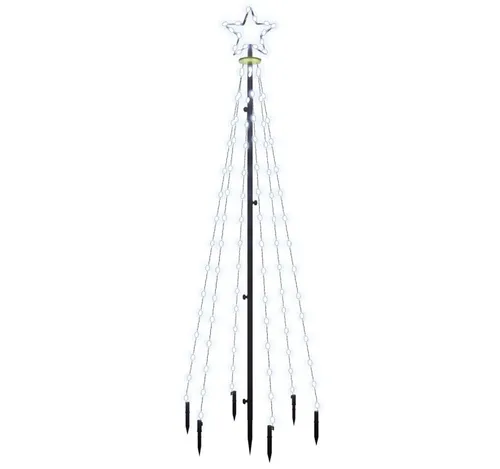 vidaXL LED Weihnachtsbaum 180 cm mit Erdnägeln - Lampen für stimmungsvolle Weihnachtsdekoration mit 108 kaltweißen LEDs und 8 Lichteffekten, ideal für drinnen und draußen.