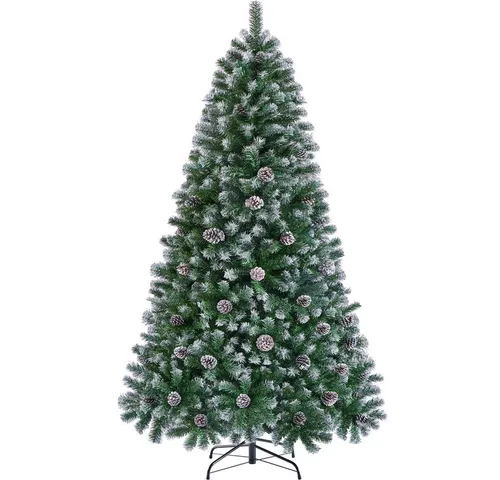 Yaheetech Künstlicher Weihnachtsbaum 183/228 cm (H), 228 cm Tannenbaum mit Kiefernzapfen und 1346 Spitzen
