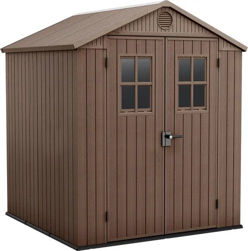 Dmora Gartenhaus Osoyoos 190x183x221h cm Braun, Wetterfest, mit Fenstern