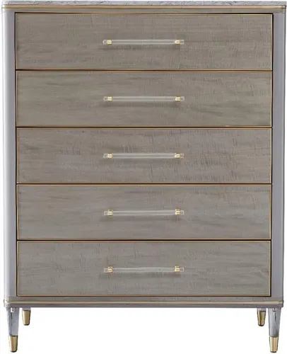 Moderne Kommode Sideboard mit 5 Schubladen in Grau - Elegantes Sideboard mit 5 Schubladen, perfekt für Gäste- und Schlafzimmer. Robuste Holzstruktur, freistehend und montiert, bietet viel Stauraum und passt in jedes moderne Wohnkonzept.