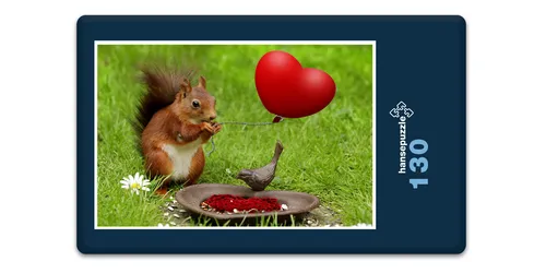 hansepuzzle 18887 - Eichhörnchen Puzzle, 130 Teile, Tierwelt, 28,7 x 20,0cm mit hochwertiger Aufbewahrung, Kartonbox & Beutel