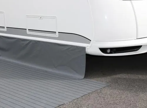 Hindermann Standard Bodenschürze dunkelgrau 400x50cm - Bodenschürze & Radkastenabdeckungen, bietet optimalen Windschutz und Sichtschutz für Ihr Vorzelt, langlebig und rostfrei für eine hohe Belastbarkeit.