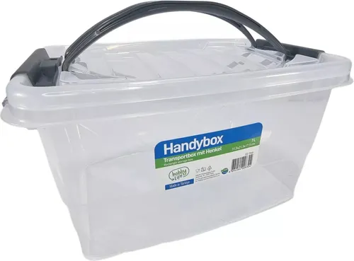 Aufbewahrungsbox 7 Liter mit Tragegriff, aus Kunststoff, transparent