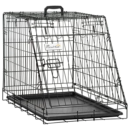 PawHut Transportbox für Hunde, Größe L, Maße: 78 x 47 x 55 cm, Metall, Schwarz